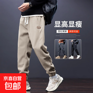 運動(dòng)褲男款2025秋冬新款男士寬松百搭褲子加絨青少年休閑束腳衛褲 1XM21-K221【春秋款】卡其色 XL 約120-145斤可穿