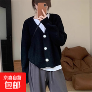 法式V領(lǐng)針織開(kāi)衫女秋裝2025新款寬松慵懶風(fēng)軟糯外搭秋冬毛衣外套 3947黑色 L  【建議111斤-120斤】