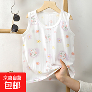 兒童純棉無袖背心嬰兒寶寶吊帶兒童內(nèi)衣男女童打底衫夏款內(nèi)b26 夏款純棉背心【花朵小兔】 140 cm