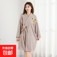 浴巾女家用比純棉吸水母嬰可穿一體式浴衣成人斗篷式游泳洗澡浴袍 【卡其色】加厚長(cháng)袖浴袍