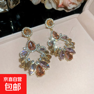 銀針鑲鉆鏤空幾何水滴流蘇耳環(huán)小眾設(shè)計感耳釘輕奢高級感耳飾女 16#銀針-金色水滴