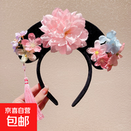 兒童格格發(fā)箍中國風(fēng)女童宮廷貴妃頭箍漢服配飾小女孩古風(fēng)新年發(fā)卡 桃夭格格發(fā)箍