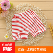 【夏季純棉兒童短褲】嬰兒a類(lèi)童裝褲子中小童女寶寶褲頭男童內褲 紅條 70#-（建議身高80-90cm）