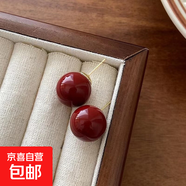 法式仿珍珠耳釘女小眾設計感耳環(huán)簡(jiǎn)約百搭復古氣質(zhì)名媛耳飾 14mm#紅珍珠耳釘