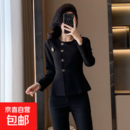 空姐制服高端職業(yè)氣質(zhì)通勤正裝女西裝大學(xué)生面試套裝美容師工作服 黑色外套+西褲 S (建議體重90斤以下)