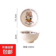 迪士尼陶瓷餐具套裝高顏值復古奶油健康碗筷家用防滑可微波耐高溫 復古黛絲4.5寸米飯碗