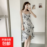 法式初戀碎花吊帶連衣裙女夏季新款印花小個(gè)子氣質(zhì)雪紡長(zhǎng)裙 花色 S