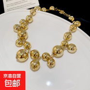 不規則幾何圓形流蘇吊墜項鏈歐美金屬感鎖骨鏈時(shí)尚小眾設計感頸鏈 項鏈-金色