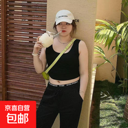 美式復(fù)古無(wú)袖小吊帶背心女夏季內(nèi)搭外穿設(shè)計(jì)感辣妹純欲風(fēng)上 純色背心黑色 2XL