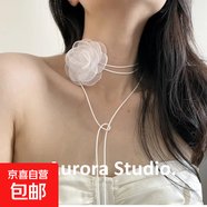 小香風(fēng)氛圍感復古森系黑白花朵項鏈山茶花頸帶玫瑰choker 網(wǎng)紗【白色花朵】 無(wú)規格