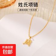 新中式S925純銀百家姓項鏈女簡(jiǎn)約百搭姓氏小眾設計感鎖骨鏈配飾潮 Z黃金【周】 925銀