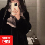 冬季款中款韓系泡泡袖仿皮草外套女長(zhǎng)款皮毛一體加厚仿水貂絨大衣 黑色 均碼