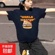 220G重磅純棉kt貓印花短袖日系原宿風(fēng)T恤女生夏季ins百搭上衣Drag 220g重磅純棉-藏青色 藏青色 3XL