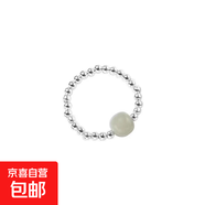 水晶碧璽和田玉戒指復(fù)古女生民族風(fēng)碧璽石榴石裝飾扳指禮物 鍍銀珠玉珠戒指