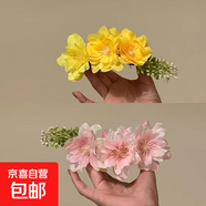 百花密春-明媚黃色花朵發(fā)夾氛圍感側(cè)邊碎發(fā)夾頭花盤發(fā)旅行發(fā)卡 大花朵發(fā)梳【黃色+粉色】2個裝