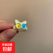 童趣可愛(ài)貓咪卡通小怪獸合金戒指女小眾設(shè)計(jì)感甜酷閨蜜食指戒批發(fā) 白色雙瞳貓咪戒指 開(kāi)口可調(diào)節(jié)