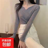 低領(lǐng)黑色打底衫女早秋韓系穿搭2025新款內(nèi)搭毛衣別致針織絕美上衣 灰色 S