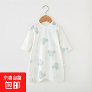 酷米綈嬰兒連體衣男女寶寶純棉長(zhǎng)袖開扣睡衣夏季薄款兒童空調(diào)房護(hù) 米奇 73
