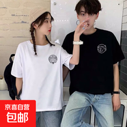 時(shí)尚休閑短袖t恤男女同款2025新款潮牌ins百搭寬松情侶裝打底衫DM 機器貓五分袖圓T白色 M