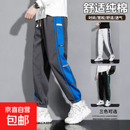 秋冬季青少年純棉衛(wèi)褲休閑寬松大碼運動褲加絨加厚學(xué)生褲子6805 灰色【春秋款】 M 推薦90-115斤