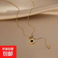 時(shí)尚歐美風(fēng)黑白雙面復古項鏈女款2024新款鈦鋼不掉色氣質(zhì)毛衣鏈潮 抽拉羅馬項鏈