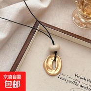 亞克力幾何圓形不規則吊墜項鏈歐美簡(jiǎn)約鎖骨鏈小眾設計感毛衣鏈女 項鏈-金色