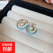 銀針滴油郁金香花朵流蘇耳環(huán)春夏2025新款耳釘小眾高級感耳飾批發(fā) 10#耳扣-藍色-白色