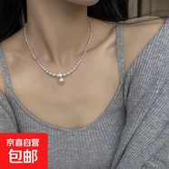 法式巴洛克褶皺水滴珍珠吊墜項鏈復古設計感串珠鎖骨鏈小眾簡(jiǎn)約女 10#項鏈-銀色