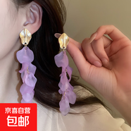 銀針布藝花朵耳環(huán)海邊度假風(fēng)時(shí)尚百搭耳釘個(gè)性氣質(zhì)耳飾送女友禮物 29#銀針-金色-紫色