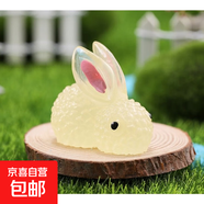 迷你夜光兔子小擺件卡通可愛(ài)家居桌面兒童房間治愈系熒光裝飾飾品 小號【黃色】 無(wú)規格