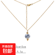 不銹鋼項鏈新款時(shí)尚個(gè)性輕奢青花瓷陶瓷項鏈精美時(shí)尚項鏈飾品首飾 金色青花瓷吊墜項鏈005 鏈長(cháng)：45cm+5cm