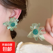銀針超仙花朵流蘇耳釘小清新甜美ins耳環(huán)時(shí)尚個(gè)性高級(jí)感耳飾批發(fā) 7#銀針-綠色