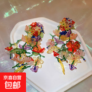 銀針流蘇花朵花卉長(zhǎng)款仙女款耳墜耳釘女度假風(fēng)小眾手作夸張耳環(huán)女 1#銀針-彩色.
