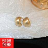 銀針愛(ài)心幾何金屬拉絲耳環(huán)簡(jiǎn)約小眾設計感耳釘時(shí)尚新款耳飾女批發(fā) 6#銀針-金色C形豆豆
