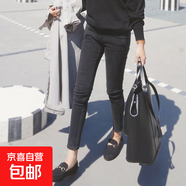 大碼牛仔褲女胖高腰褲子2025新款秋冬顯瘦發(fā)熱小腳加絨九分褲潮 8825 灰色八分 31 2尺4