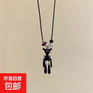 咖色小熊蝴蝶項鏈復古卡通可愛(ài)氣質(zhì)毛衣鏈時(shí)尚小眾設計感鎖骨鏈女 項鏈-黑色