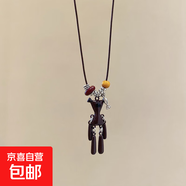 咖色小熊蝴蝶項鏈復古卡通可愛(ài)氣質(zhì)毛衣鏈時(shí)尚小眾設計感鎖骨鏈女 項鏈-咖色