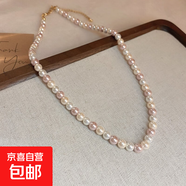 法式復(fù)古高級感珍珠項鏈時尚小眾百搭毛衣鏈輕奢個性設(shè)計感項飾女 34#項鏈-粉色-6mm