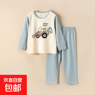 純棉兒童家居服春夏季抗菌a類內(nèi)衣套裝2025卡通長袖薄款男童睡衣 工程車LJTZ439 140 cm