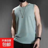 【透氣排汗】網(wǎng)眼速干健身衣男士運動短袖t恤男寬松體恤休閑背心 綠色【背心款】 2XL （125-140斤）