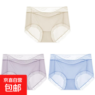 無痕透氣山茶花美膚聚乳酸抑菌女士三角內褲 香檳+風信紫+晴空藍 L