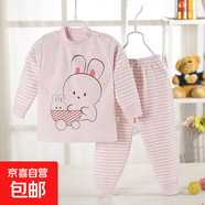 兒童內(nèi)衣套裝棉嬰幼兒服裝批發(fā)寶寶彩棉秋衣秋褲兩件套 粉色大兔子 65#建議身高90-100cm