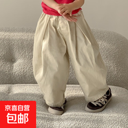 愛(ài)萌鴨 LOVING DUCK【特價(jià)清倉】女童韓版吊帶洋氣簡(jiǎn)約夏裝時(shí)髦寶 杏色褲子 100 cm