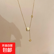 18k真金電鍍鋯石小蠻腰吊墜項鏈法式優(yōu)雅鎖骨鏈輕奢高級感頸鏈女 項鏈-金色（真金電鍍）