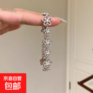 蕾絲花環(huán)”甜美銀蕾絲花朵手環(huán)女可抽拉手鏈輕奢高級感手飾配飾 手鏈-銀色