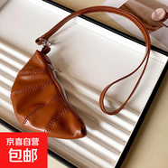新品凹造型掛脖牛角包項鏈斜挎包y2k創(chuàng)意設(shè)計感飾品配飾毛衣鏈女 4#項鏈-棕色