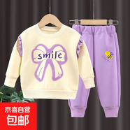 新款女童春秋款衛衣套裝時(shí)髦秋季長(cháng)袖衛褲子寶寶運動(dòng)休閑兩件套裝 熏衣紫 90（建議身高80-90cm）