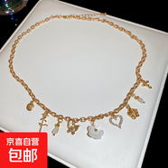 鑲鉆樹脂花朵蝴蝶愛心十字架流蘇項鏈歐美時尚氣質(zhì)鎖骨鏈小眾項飾 項鏈-金色