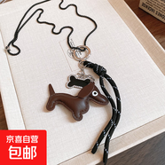 咖色小狗鑰匙扣項(xiàng)鏈ins小眾百搭設(shè)計(jì)毛衣鏈女高級(jí)感時(shí)尚飾品配飾 項(xiàng)鏈-黑色-咖色