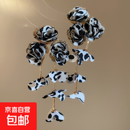 布藝花朵花瓣流蘇吊墜耳環(huán)復古民族風(fēng)耳釘時(shí)尚耳墜輕奢高級感耳飾 鋼針-白色-黑色